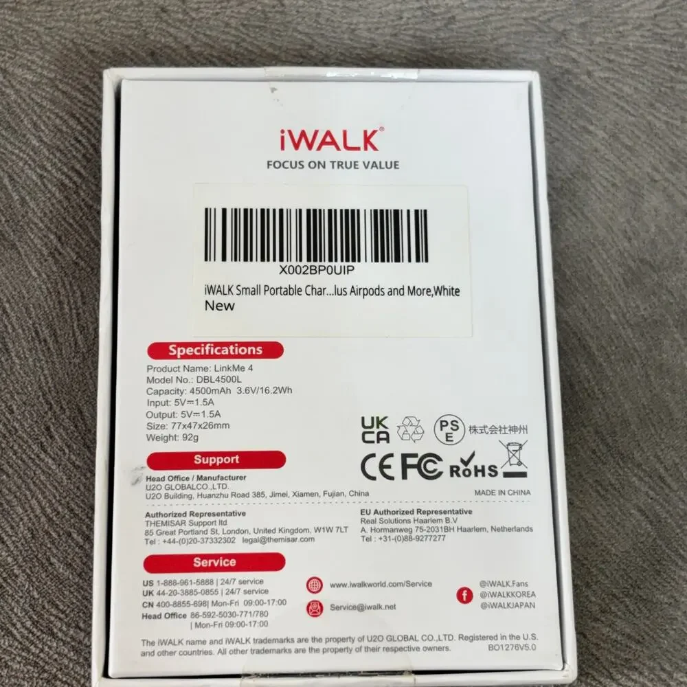 iWALK LinkMe 4 4500mAh Portable Charger White DBL4500L iPhone Docking Battery
